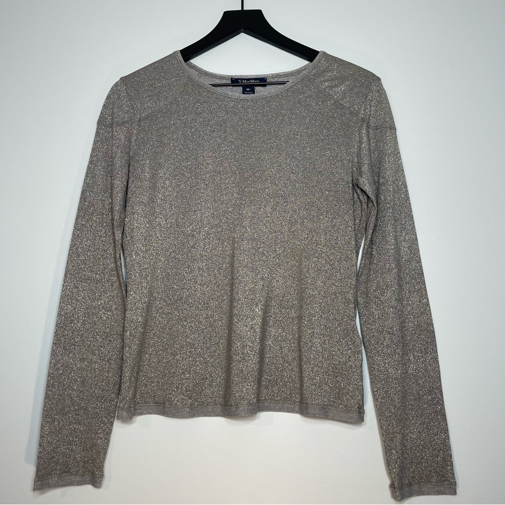 'S MAXMARA Women's Modal Wool Blend Metallic Long Sleeve Top Size Medium